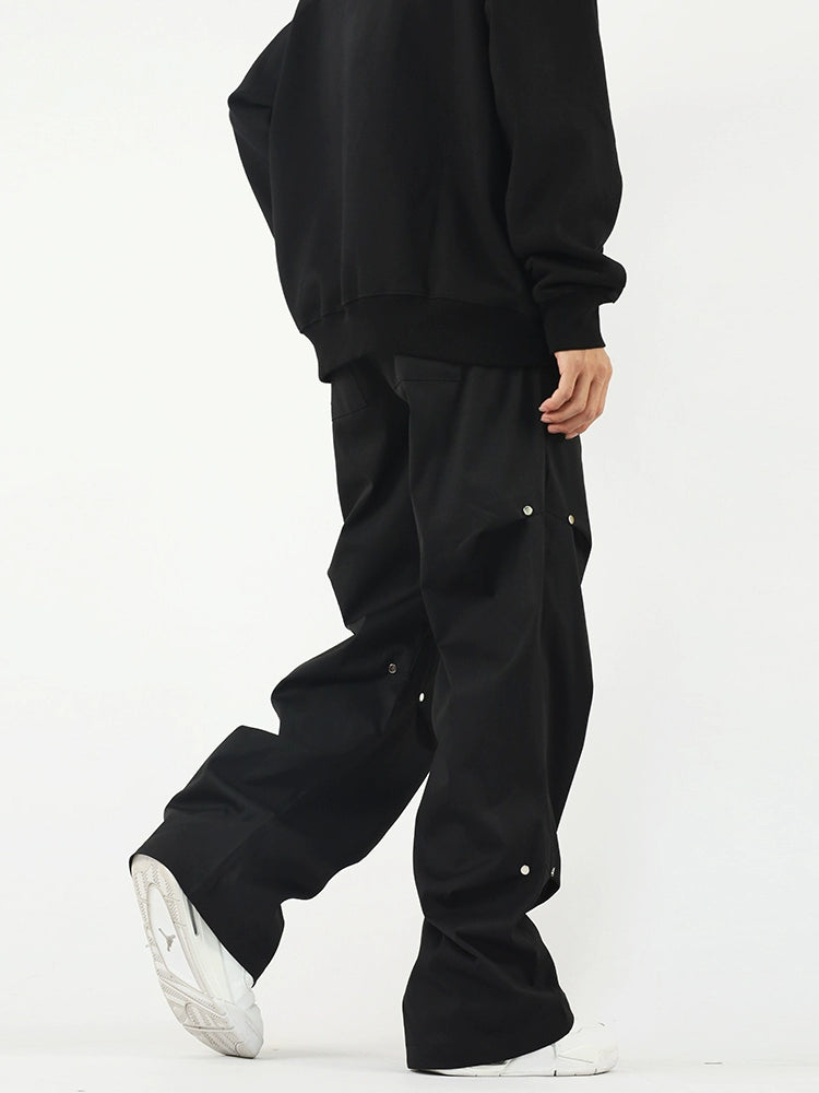 Retro Rivet Pleated Overalls Pants  OR0118