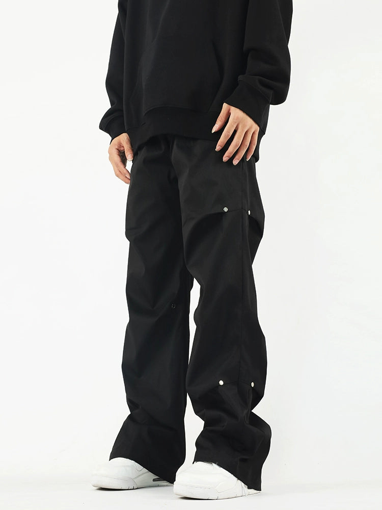 Retro Rivet Pleated Overalls Pants  OR0118