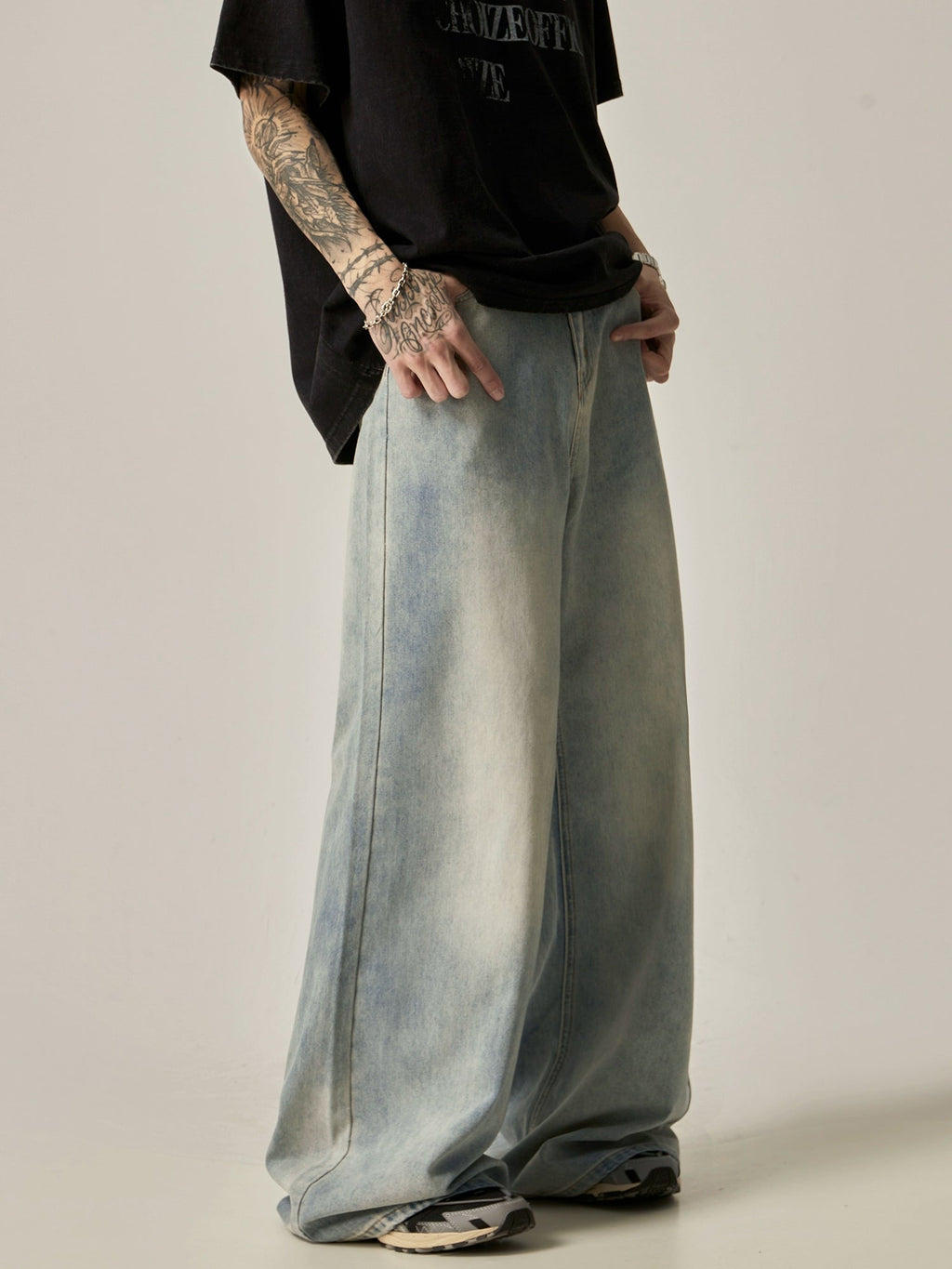 Retro Drape Loose Washed Jeans  OR0130