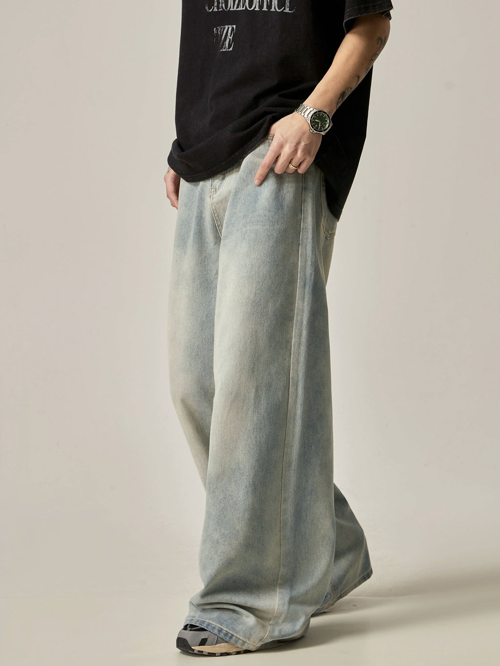 Retro Drape Loose Washed Jeans  OR0130