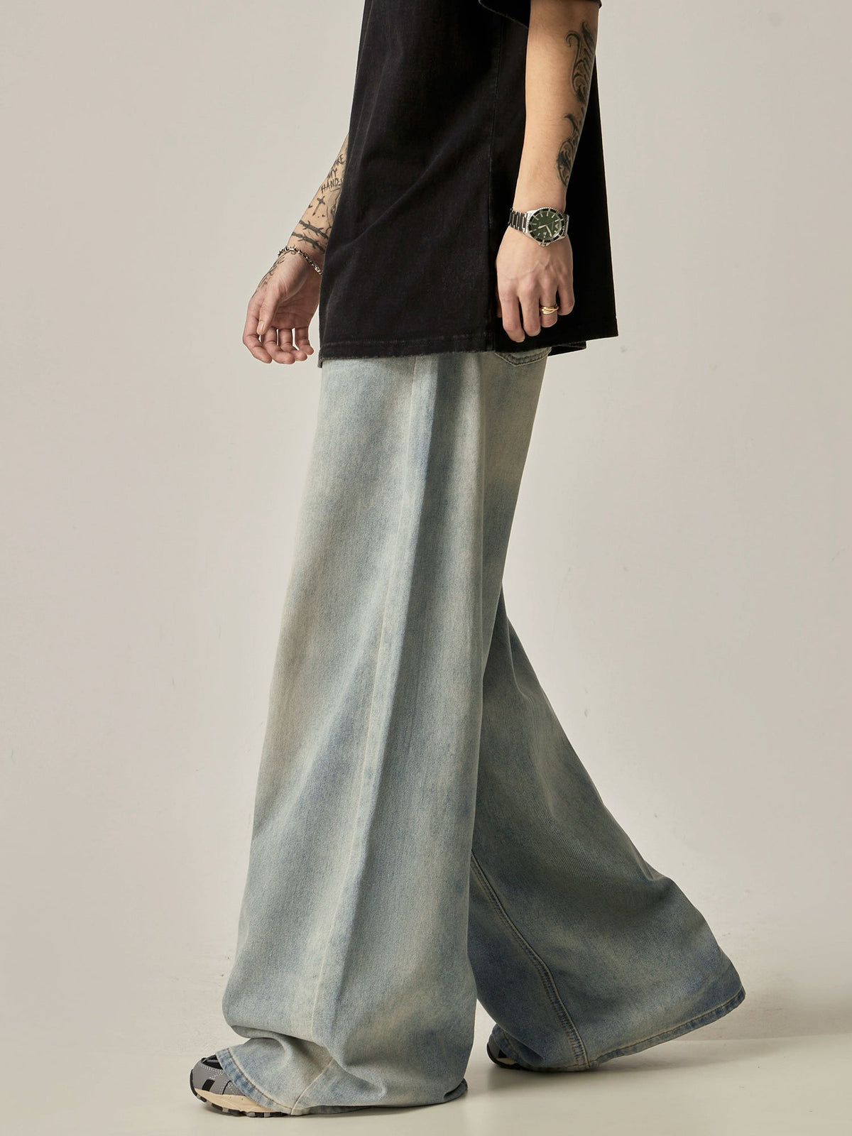 Retro Drape Loose Washed Jeans  OR0130