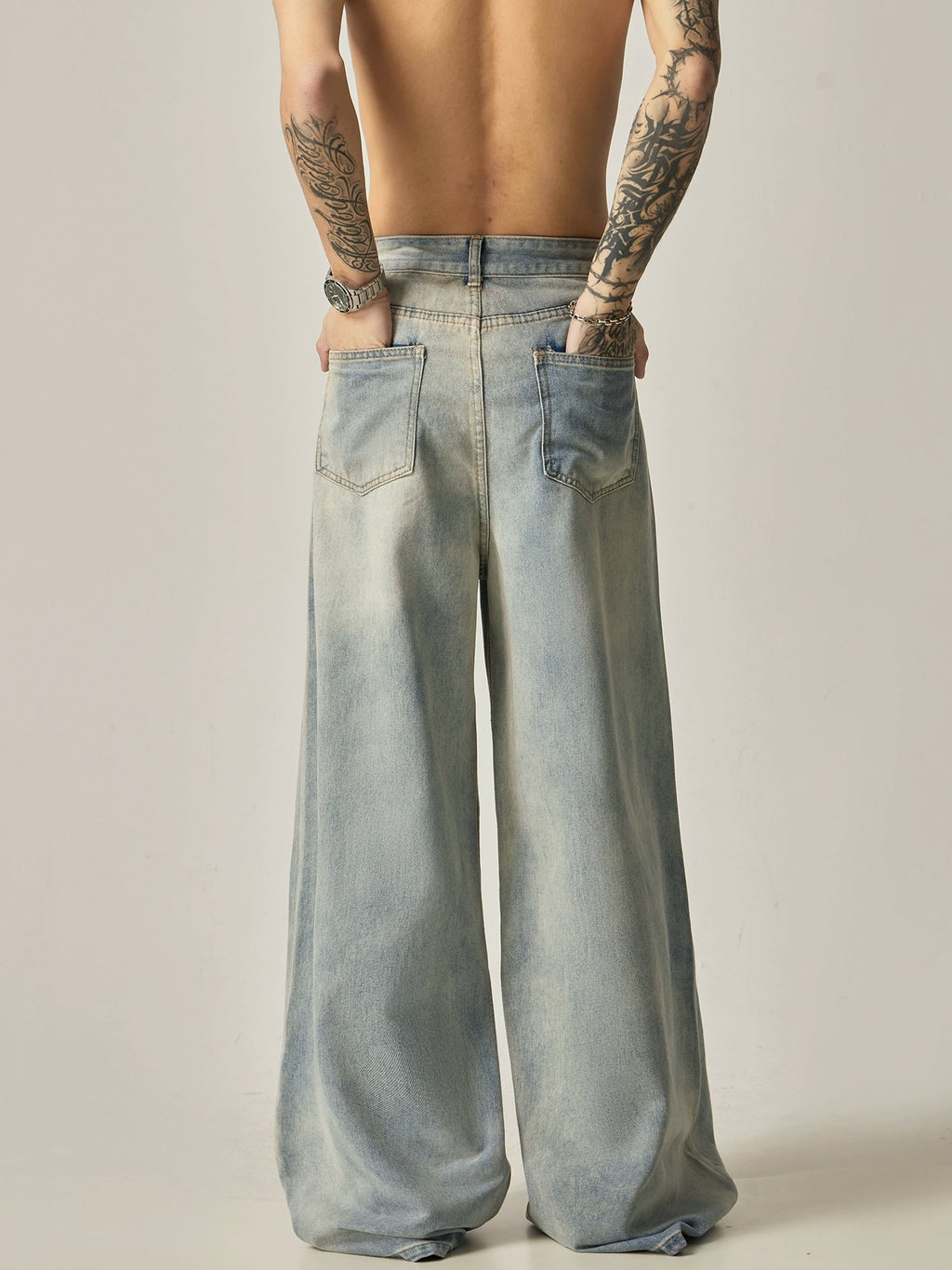 Retro Drape Loose Washed Jeans  OR0130