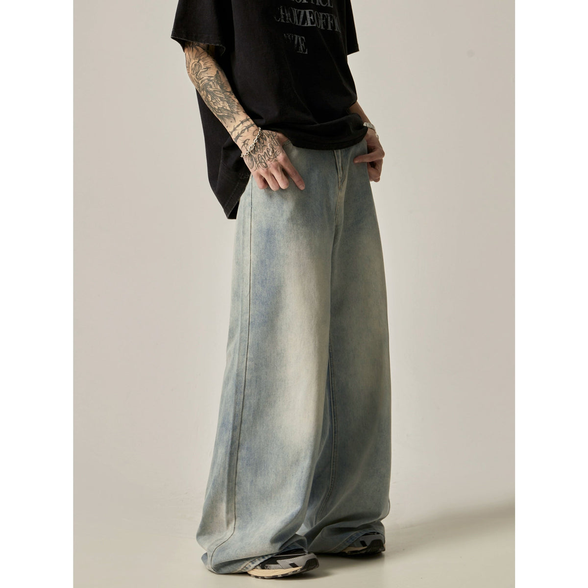 Retro Drape Loose Washed Jeans  OR0130