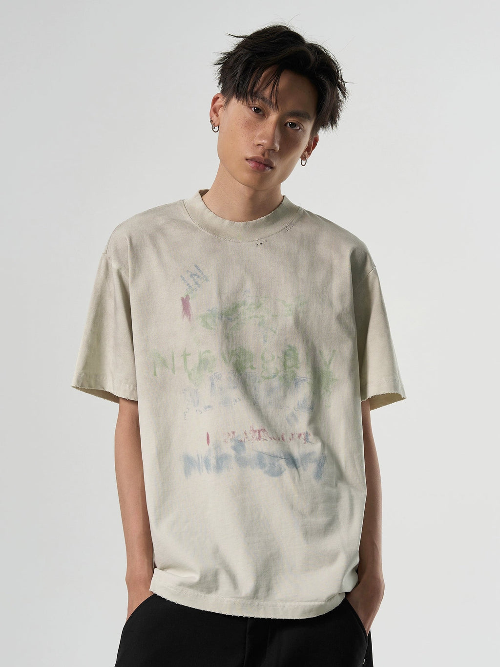 Washed Gradient Graffiti Tee  OR0132