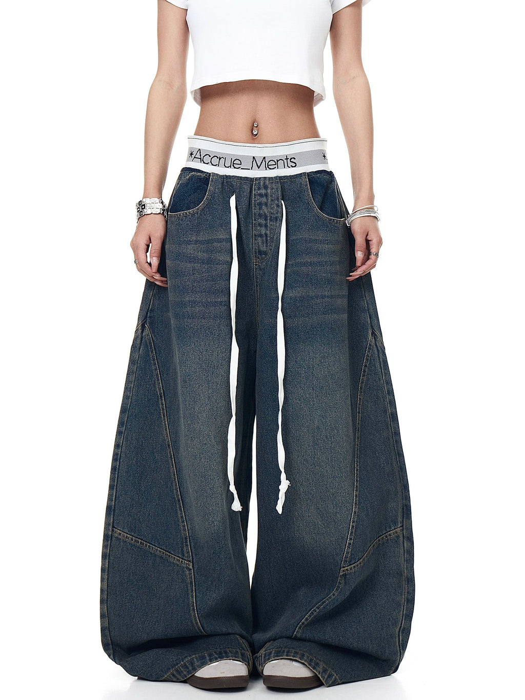 Retro Contrast Waist Stitching Jeans  OR0135