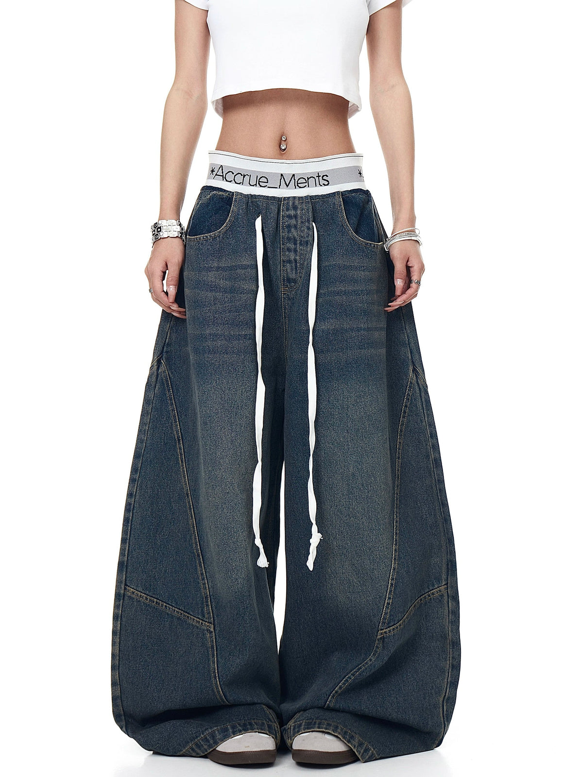Retro Contrast Waist Stitching Jeans  OR0135