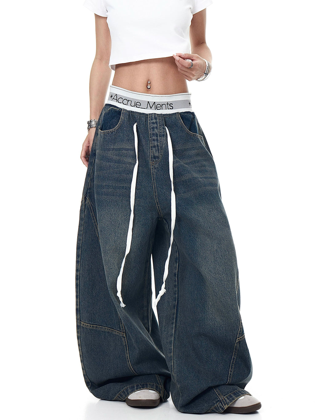 Retro Contrast Waist Stitching Jeans  OR0135