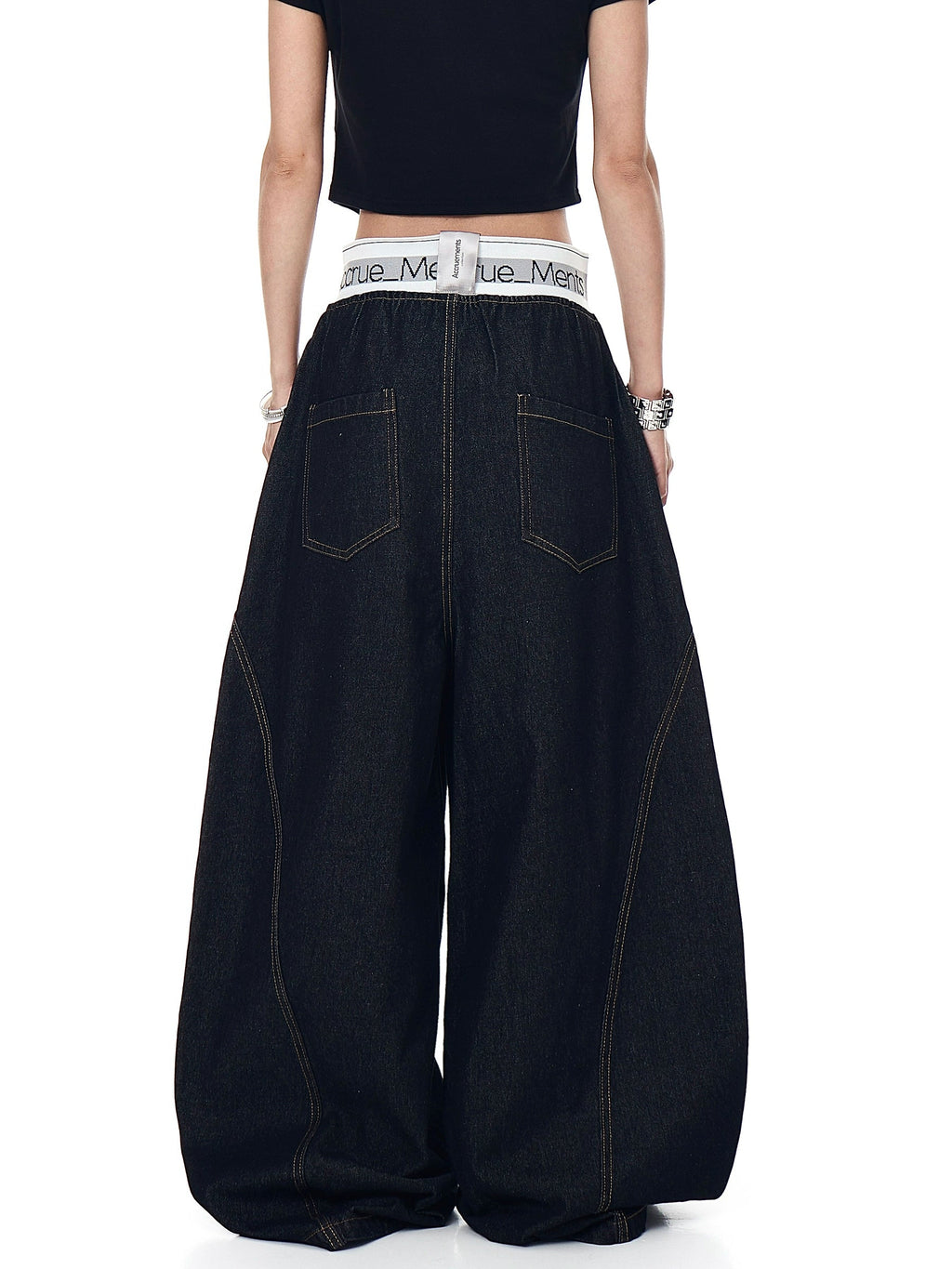 Retro Contrast Waist Stitching Jeans  OR0135
