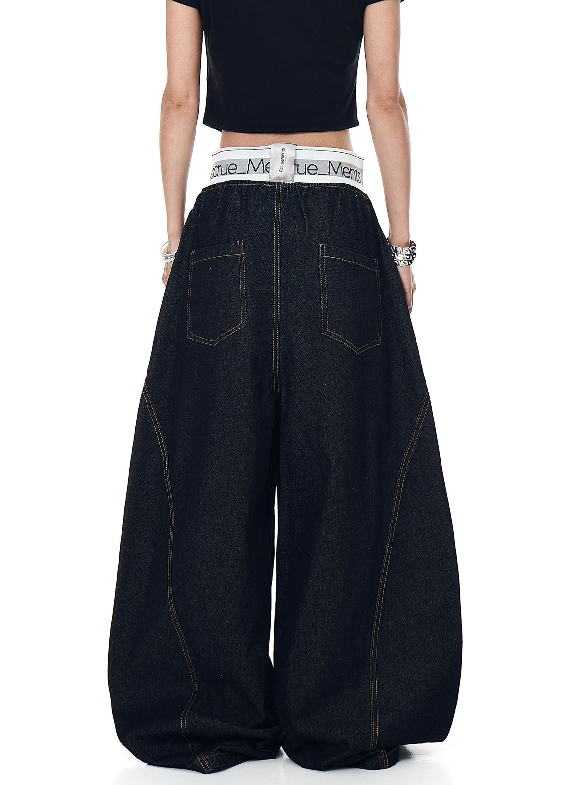 Retro Contrast Waist Stitching Jeans  OR0135
