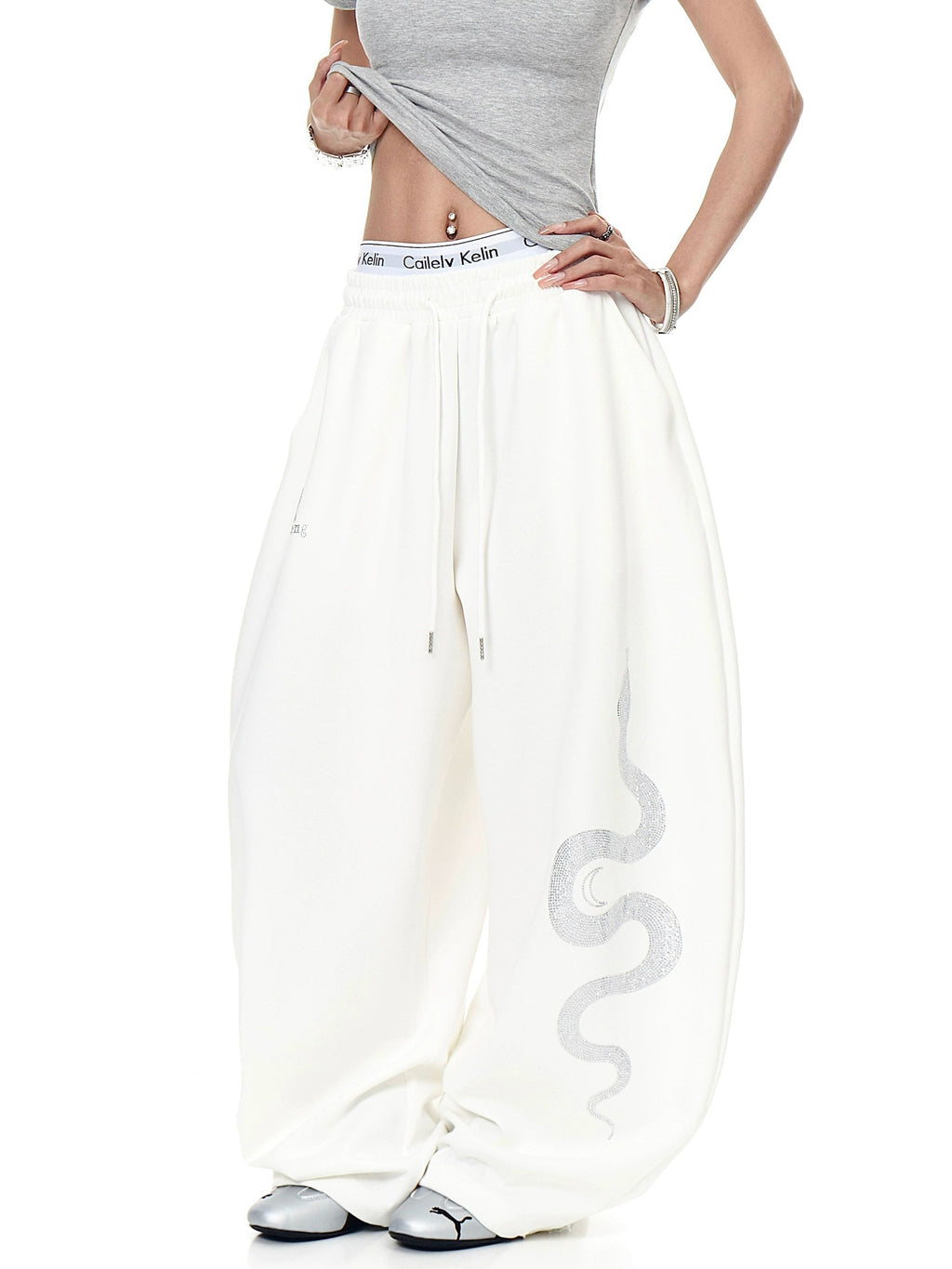 Snake Diamond Print Machete Sweat Pants  OR0137