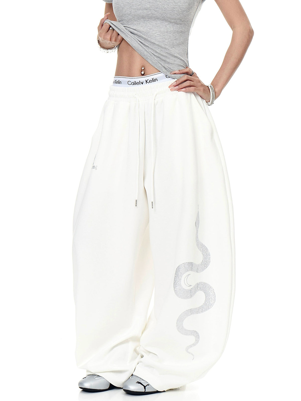 Snake Diamond Print Machete Sweat Pants  OR0137