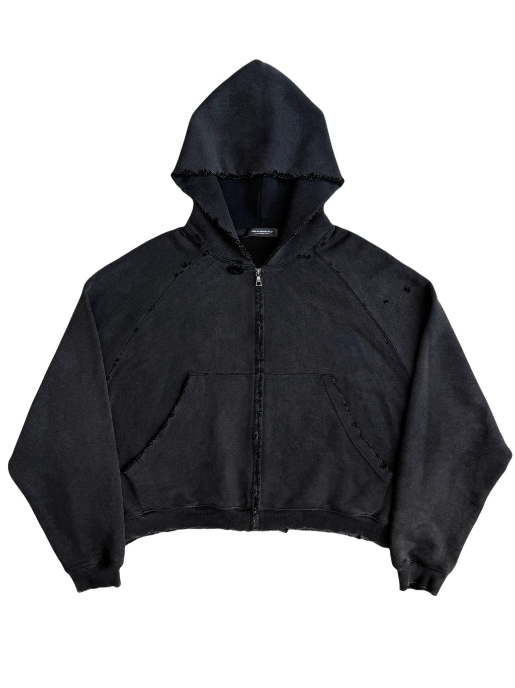 Black Washed Dirty Zip-up Hoodie  OR0141