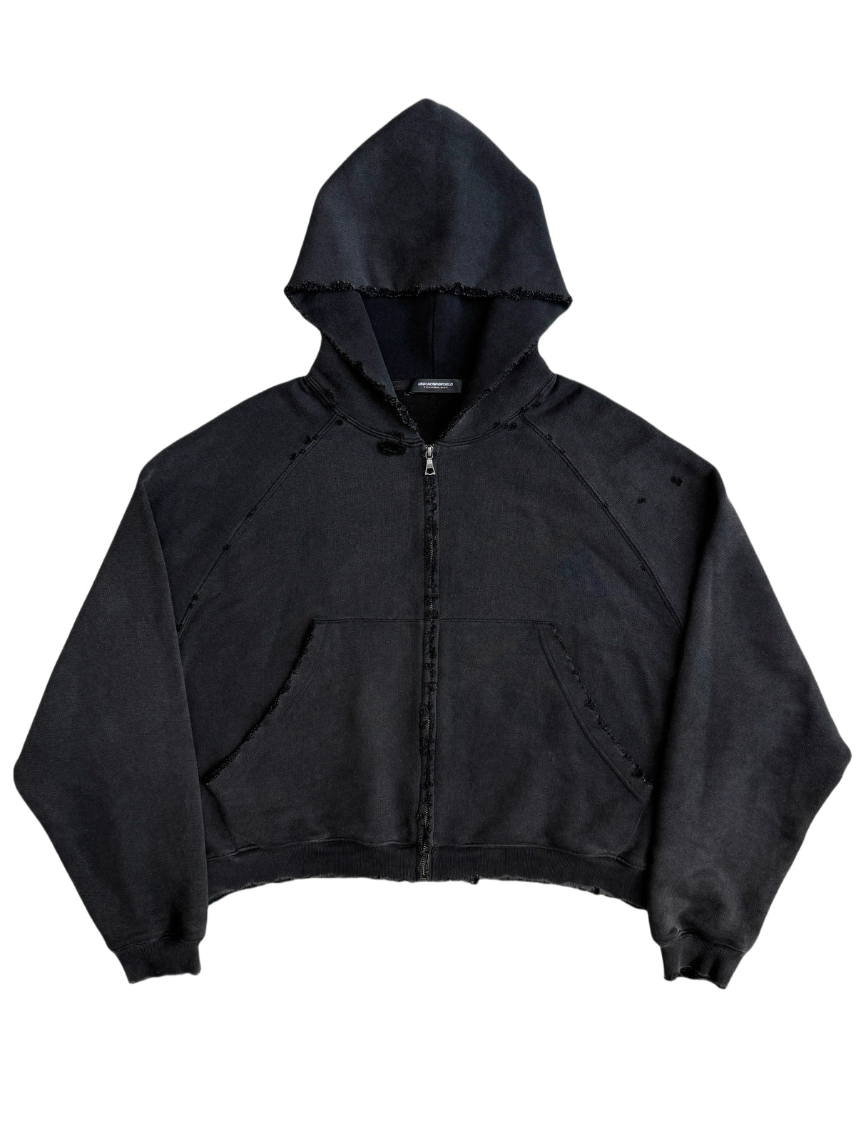 Black Washed Dirty Zip-up Hoodie  OR0141