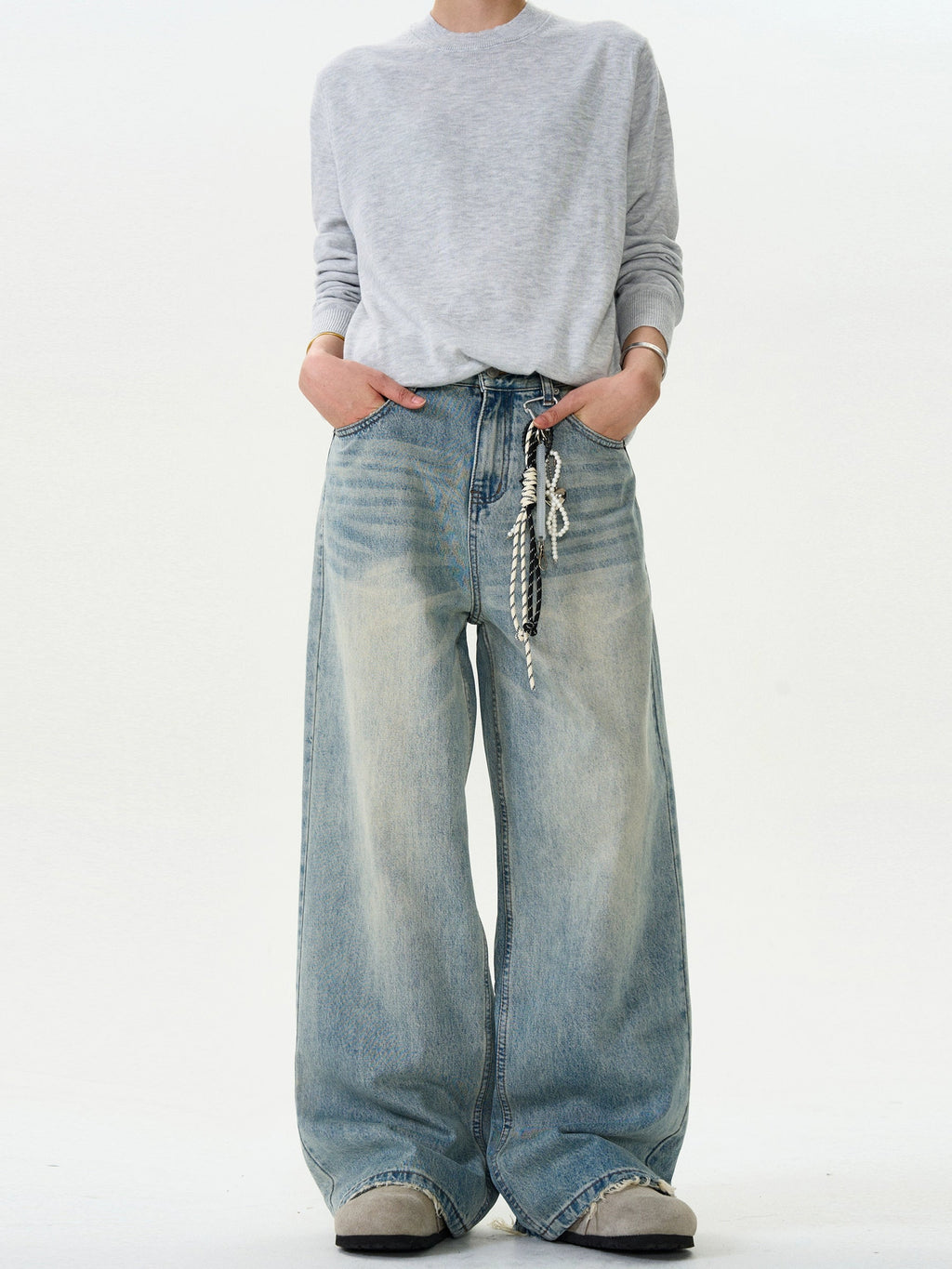 Retro Washed Loose Versatile Jeans  OR0146