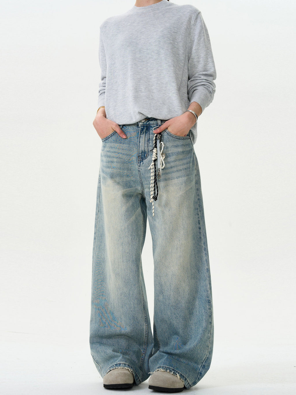 Retro Washed Loose Versatile Jeans  OR0146