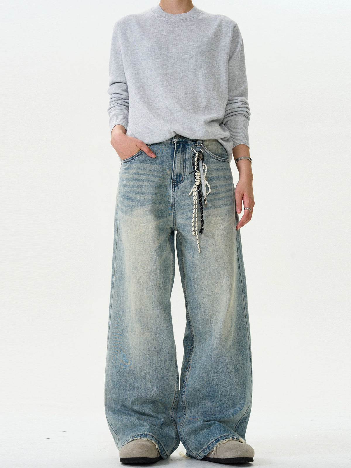 Retro Washed Loose Versatile Jeans  OR0146