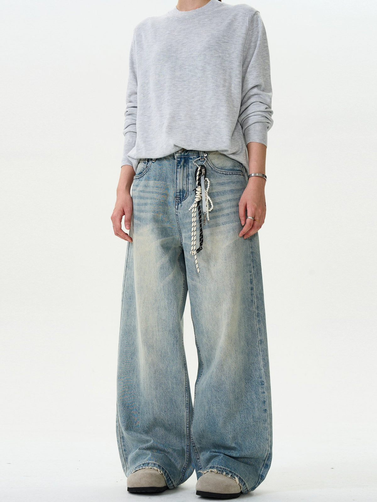 Retro Washed Loose Versatile Jeans  OR0146