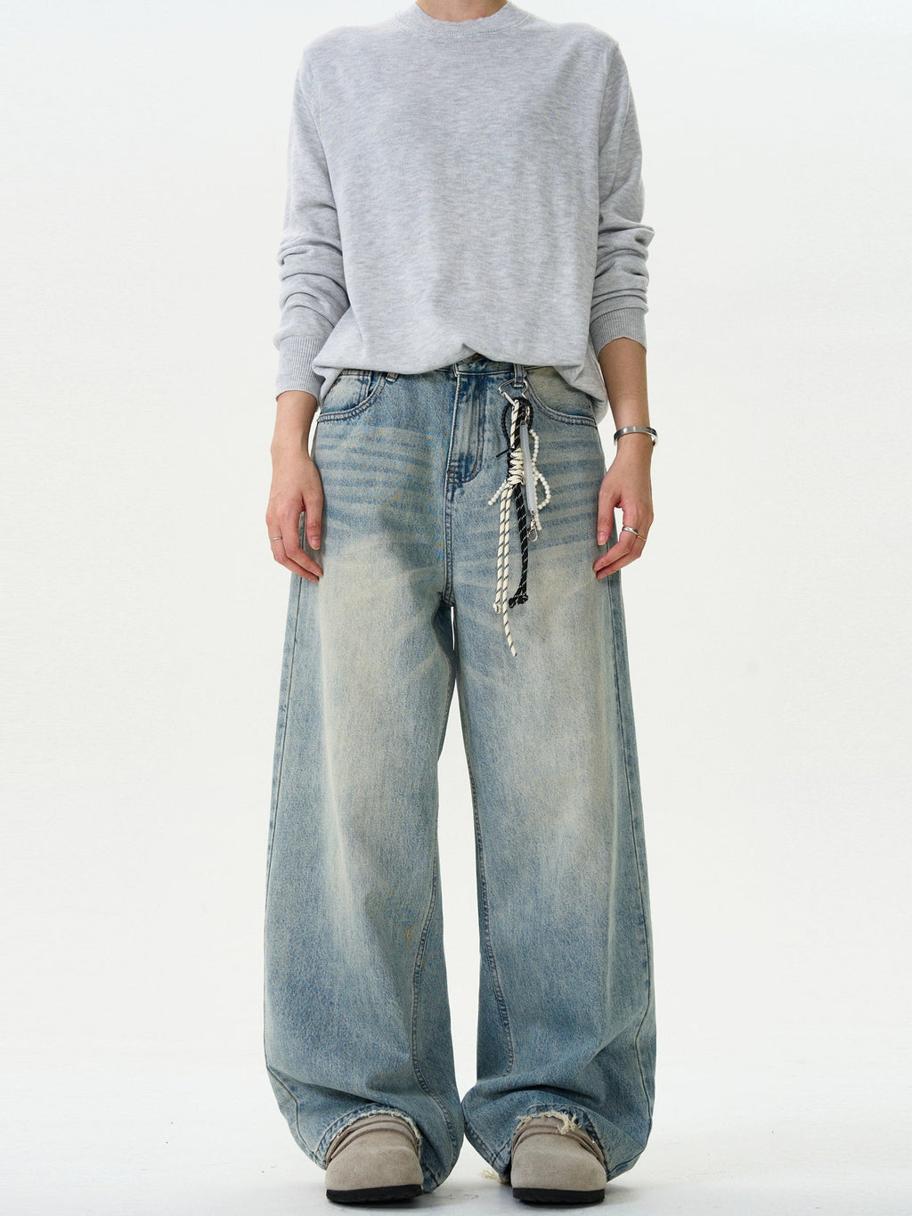Retro Washed Loose Versatile Jeans  OR0146