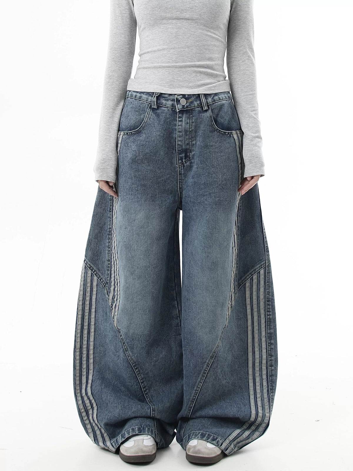 Striped Wide Denim Pants  OR0152