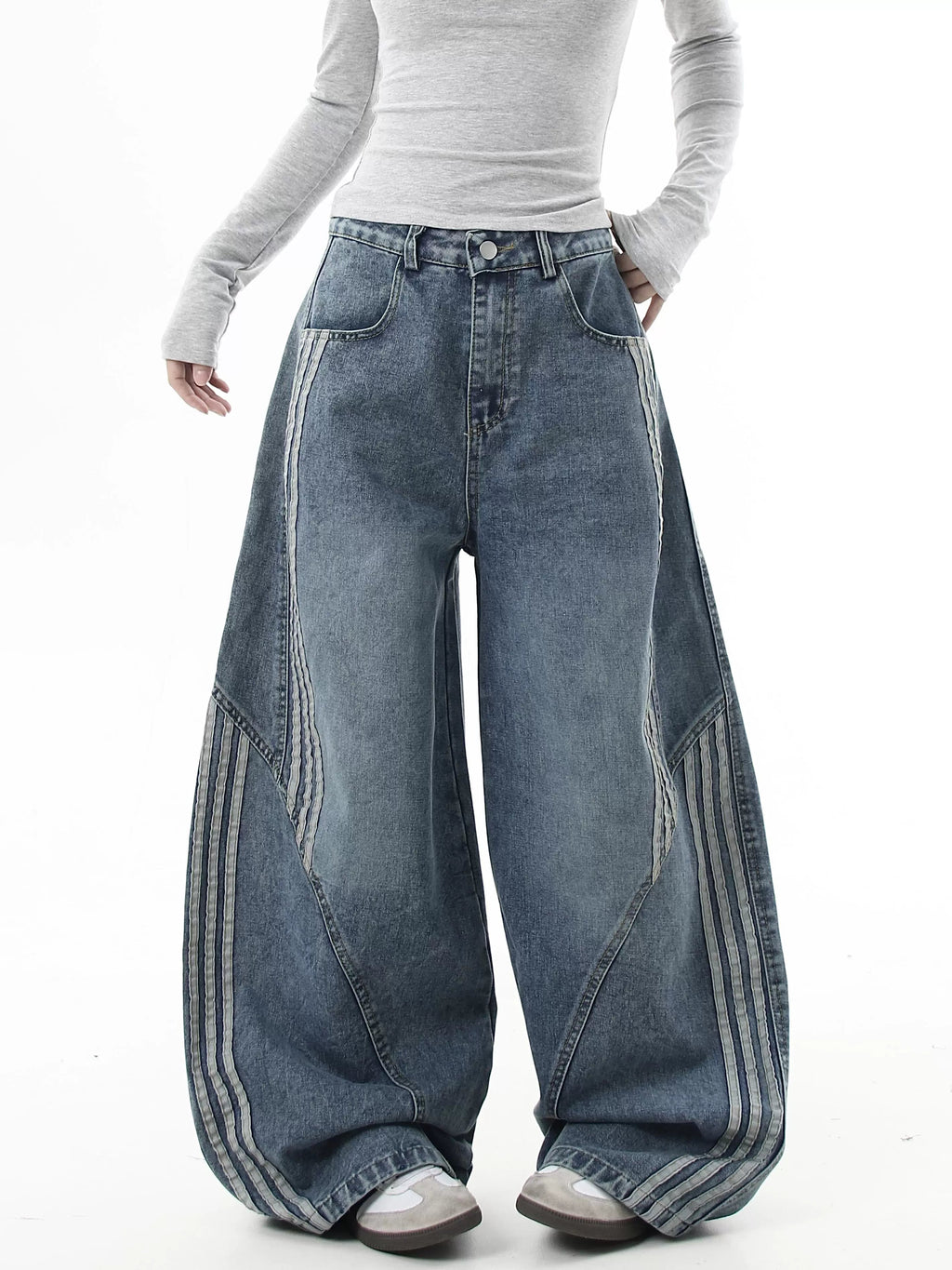Striped Wide Denim Pants  OR0152
