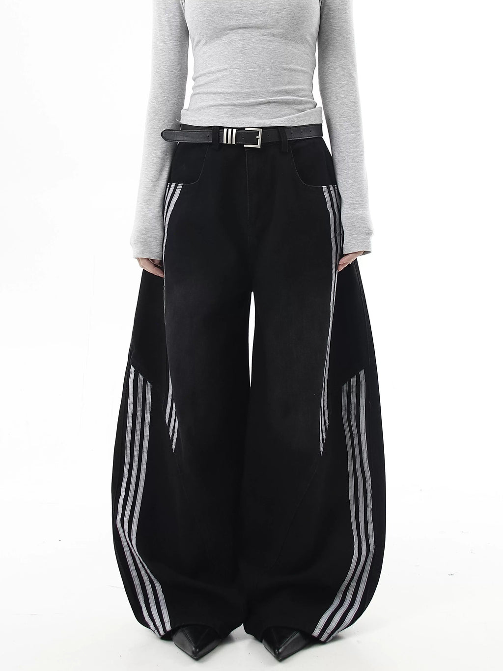 Striped Wide Denim Pants  OR0152