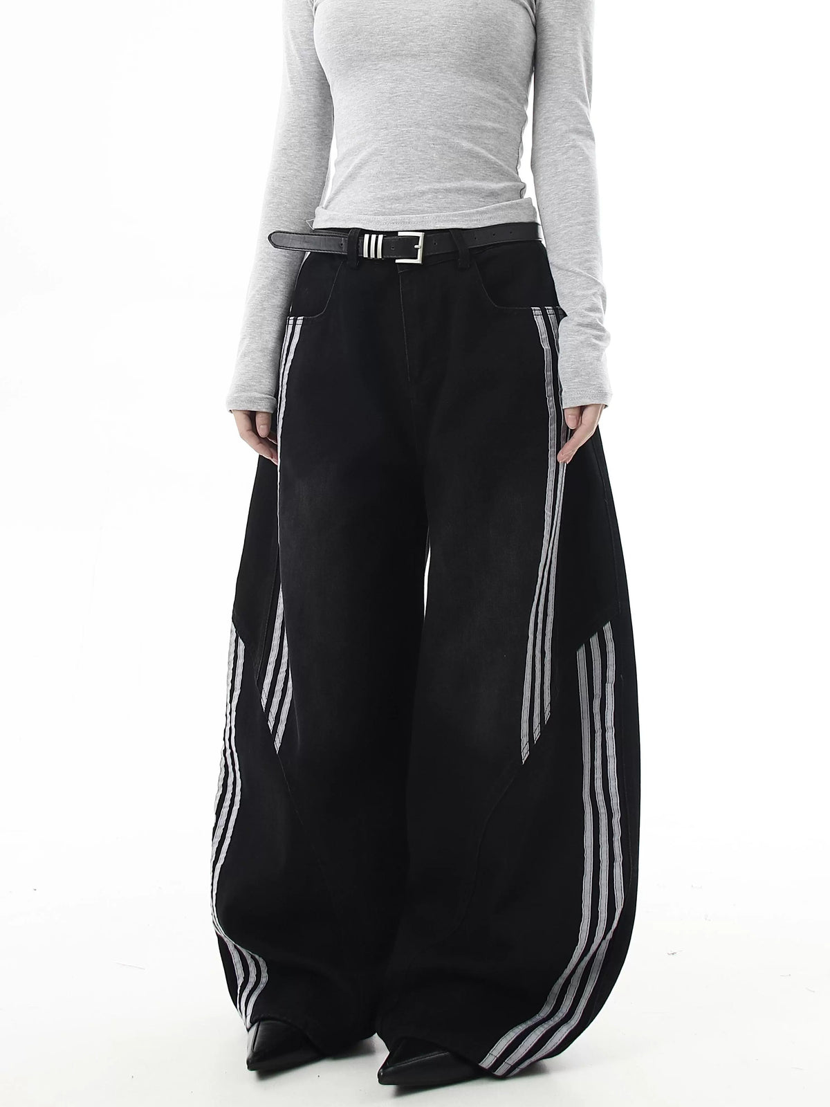 Striped Wide Denim Pants  OR0152