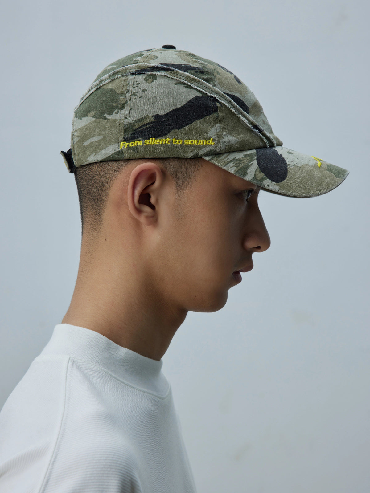 Washed Camo Frayed Curved Brim Cap  OR0157