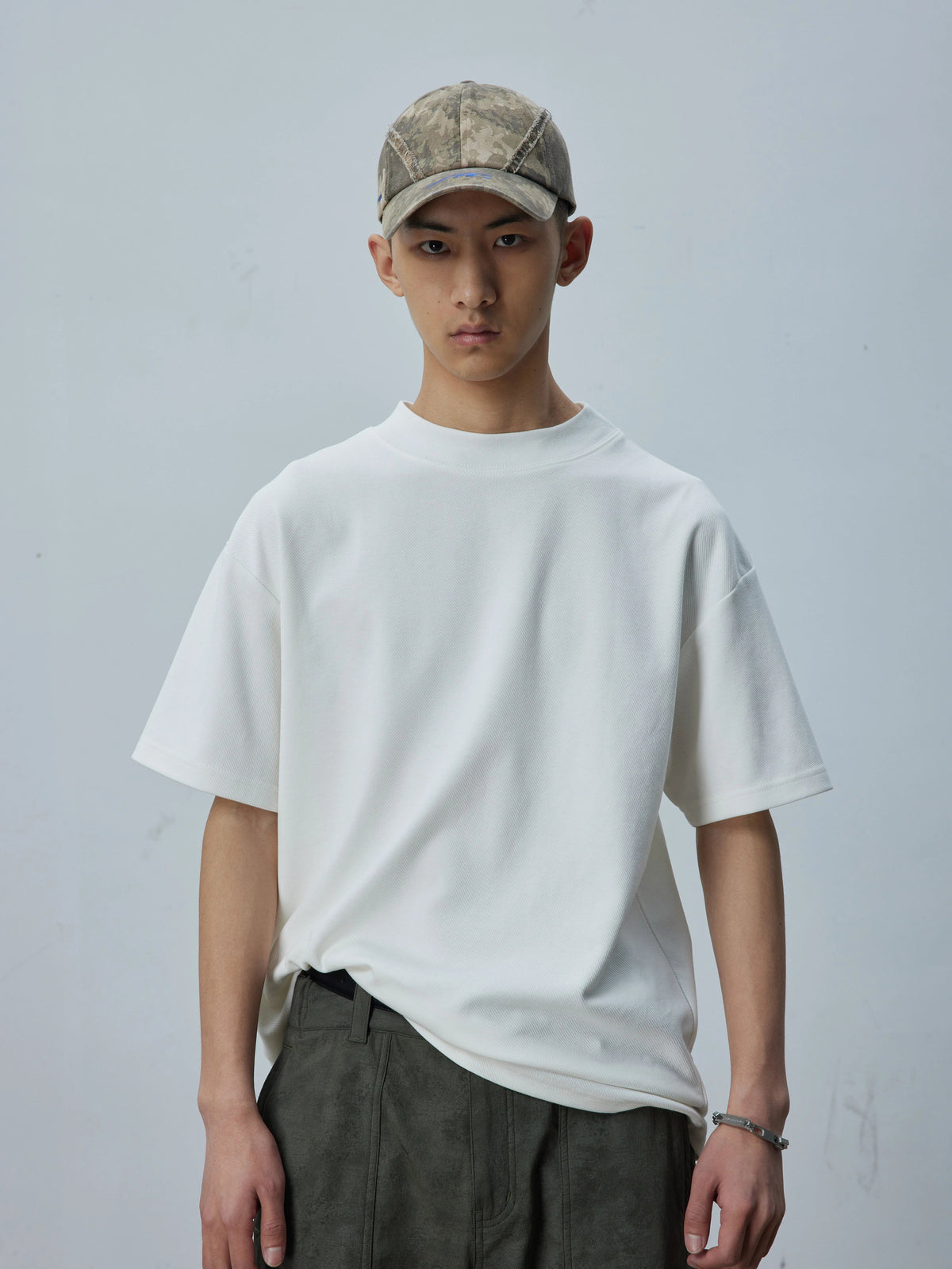 Washed Camo Frayed Curved Brim Cap  OR0157