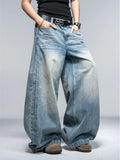 Whisker Washed Wide Jeans  OR0159