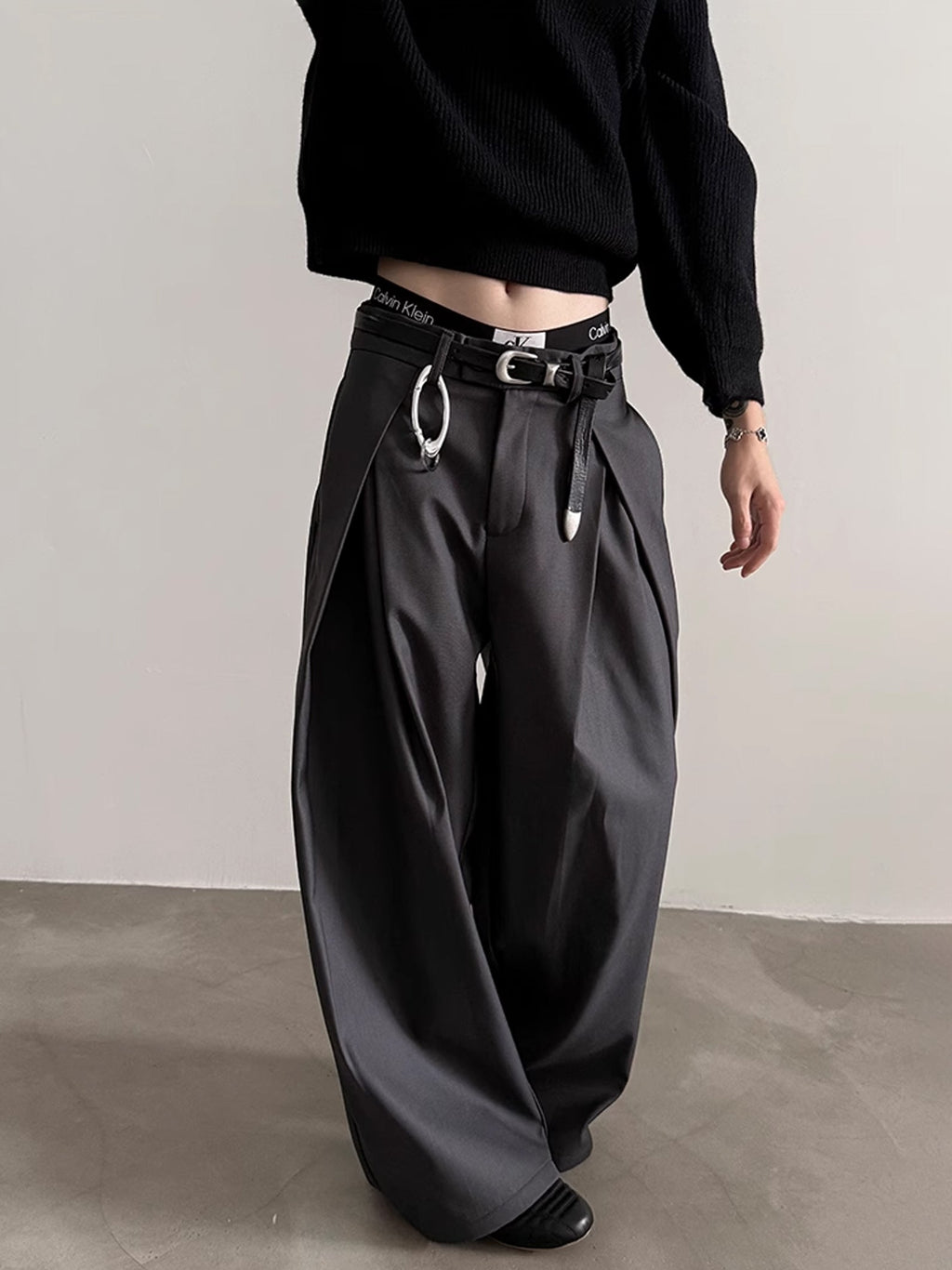 Pleats Wide Slacks Pants  OR0161