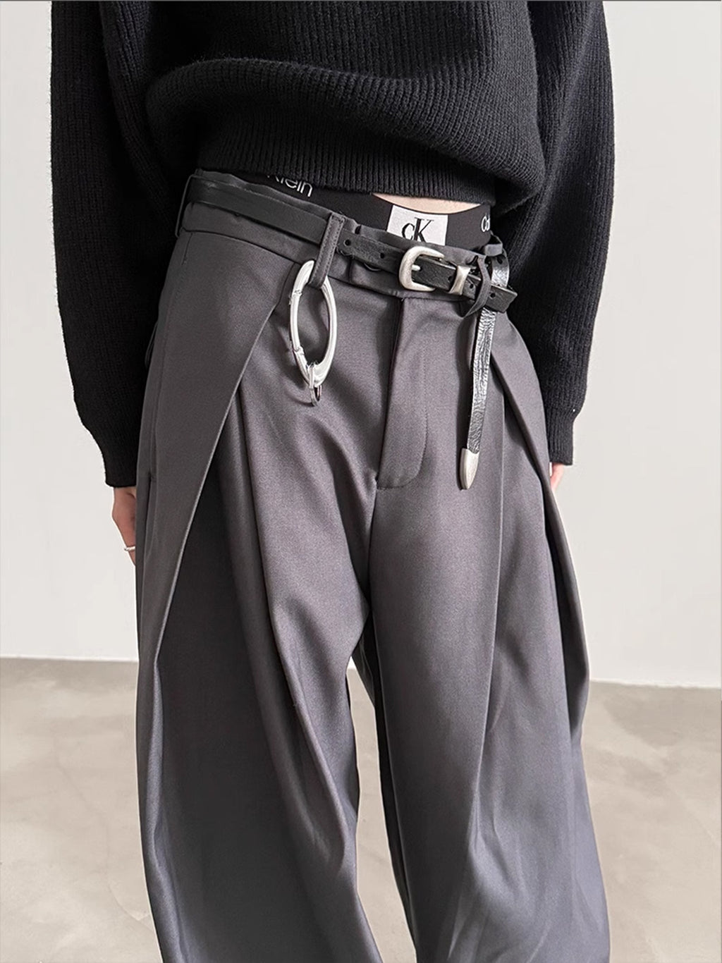 Pleats Wide Slacks Pants  OR0161