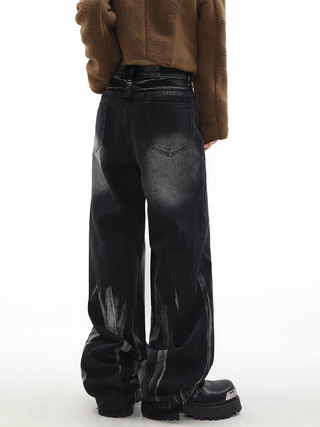 Black Fade Loose Denim Pants  OR0171