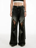 Fade Destroy Wide Denim Pants  OR0173