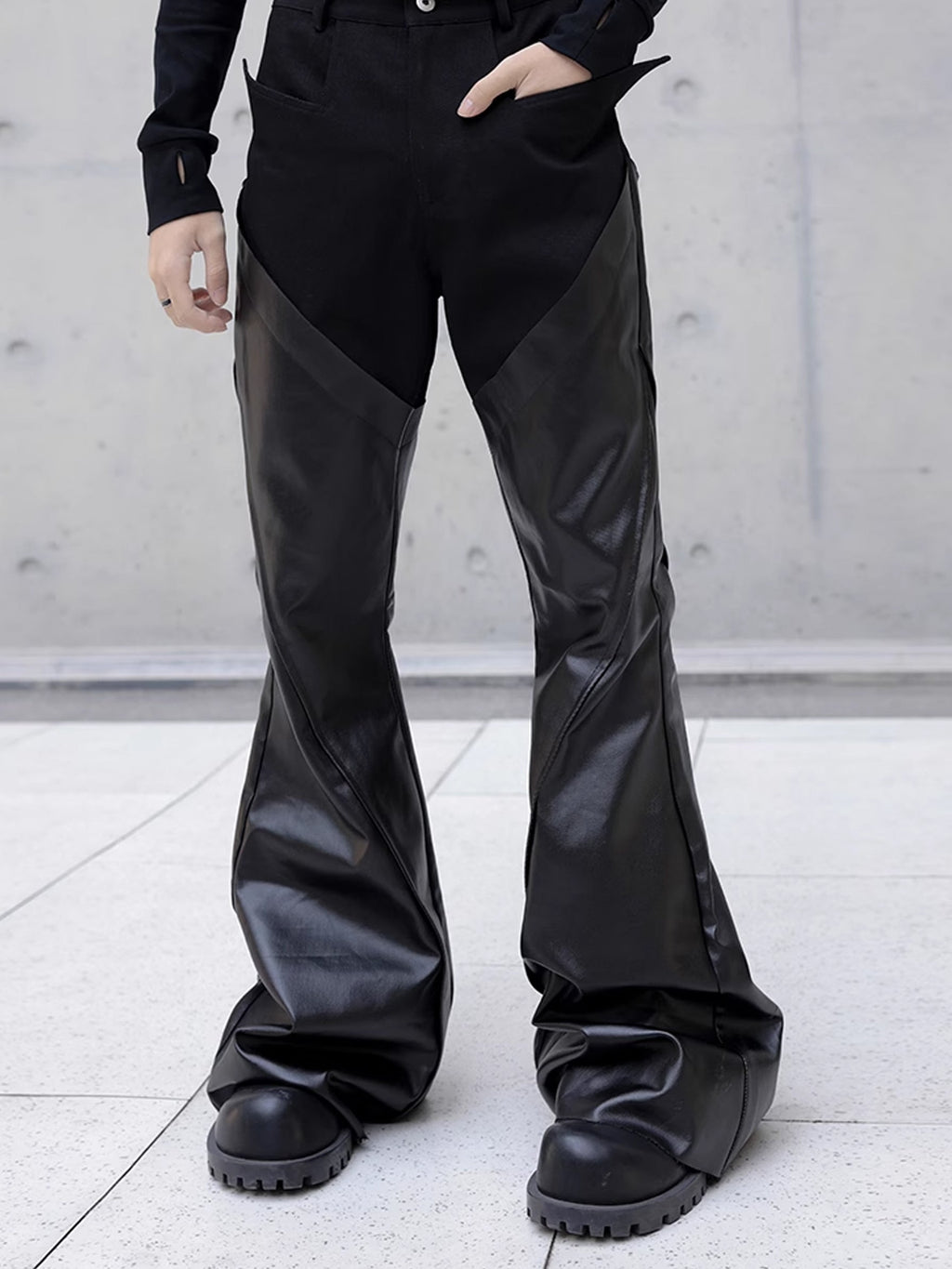 Drape Coating Patchwork Pants  OR0175