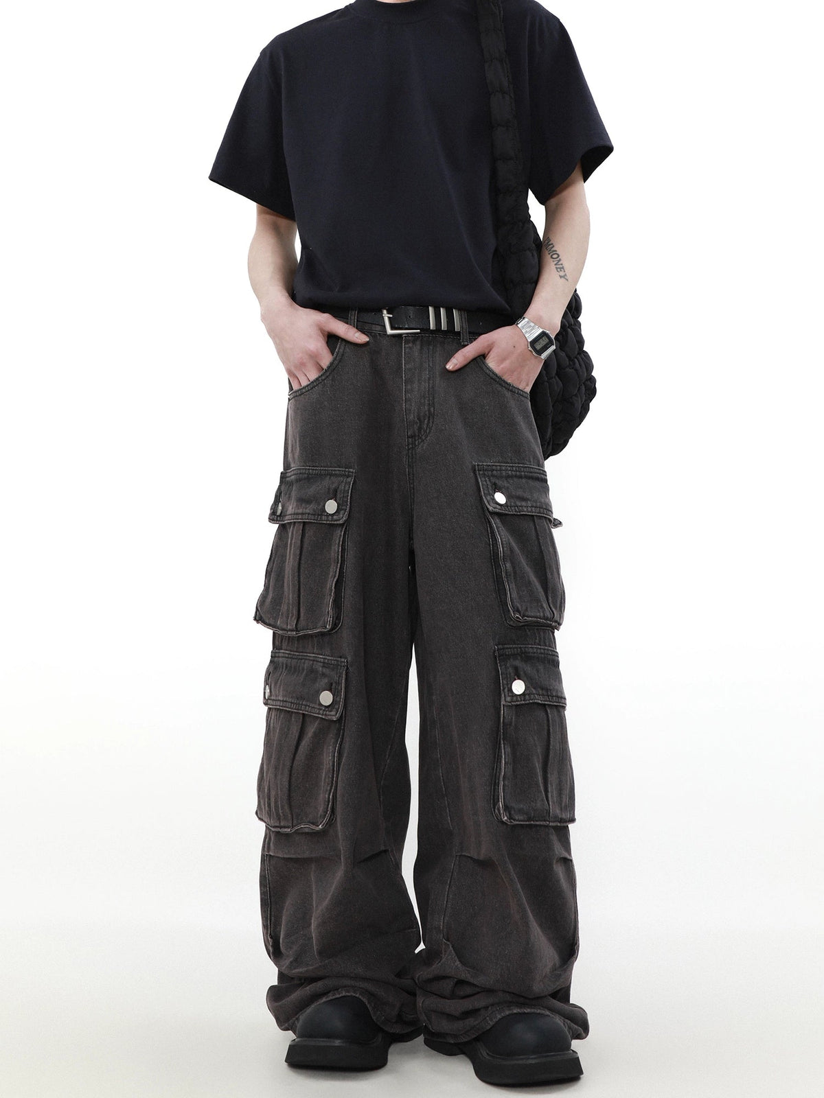 Washed Denim Pocket Work Pants  OR0179