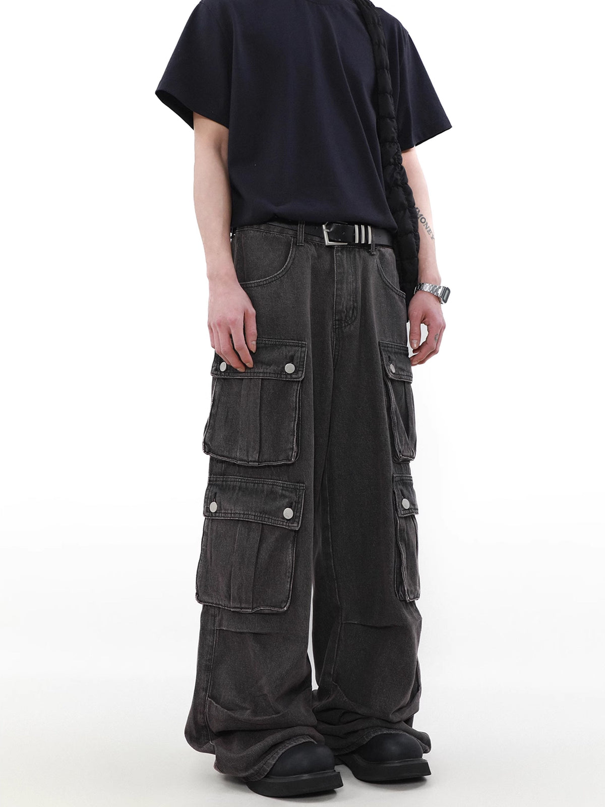 Washed Denim Pocket Work Pants  OR0179