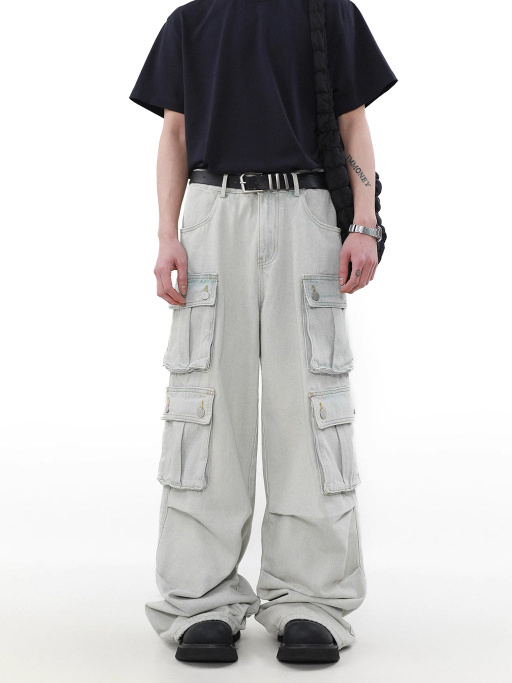 Washed Denim Pocket Work Pants  OR0179