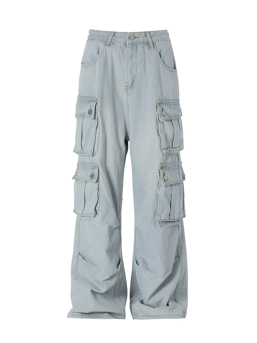 Washed Denim Pocket Work Pants  OR0179