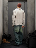 Leather Patch Damage Knit  OR0186