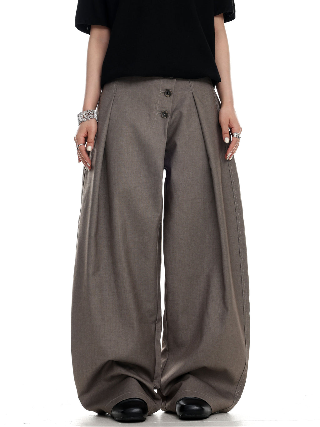 Button Detail Wide-Leg Trousers  OR0195