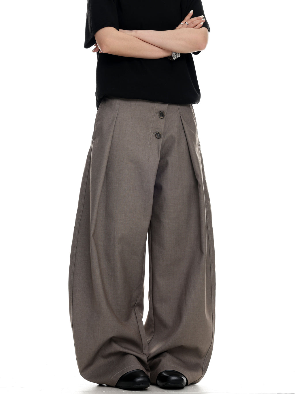 Button Detail Wide-Leg Trousers  OR0195