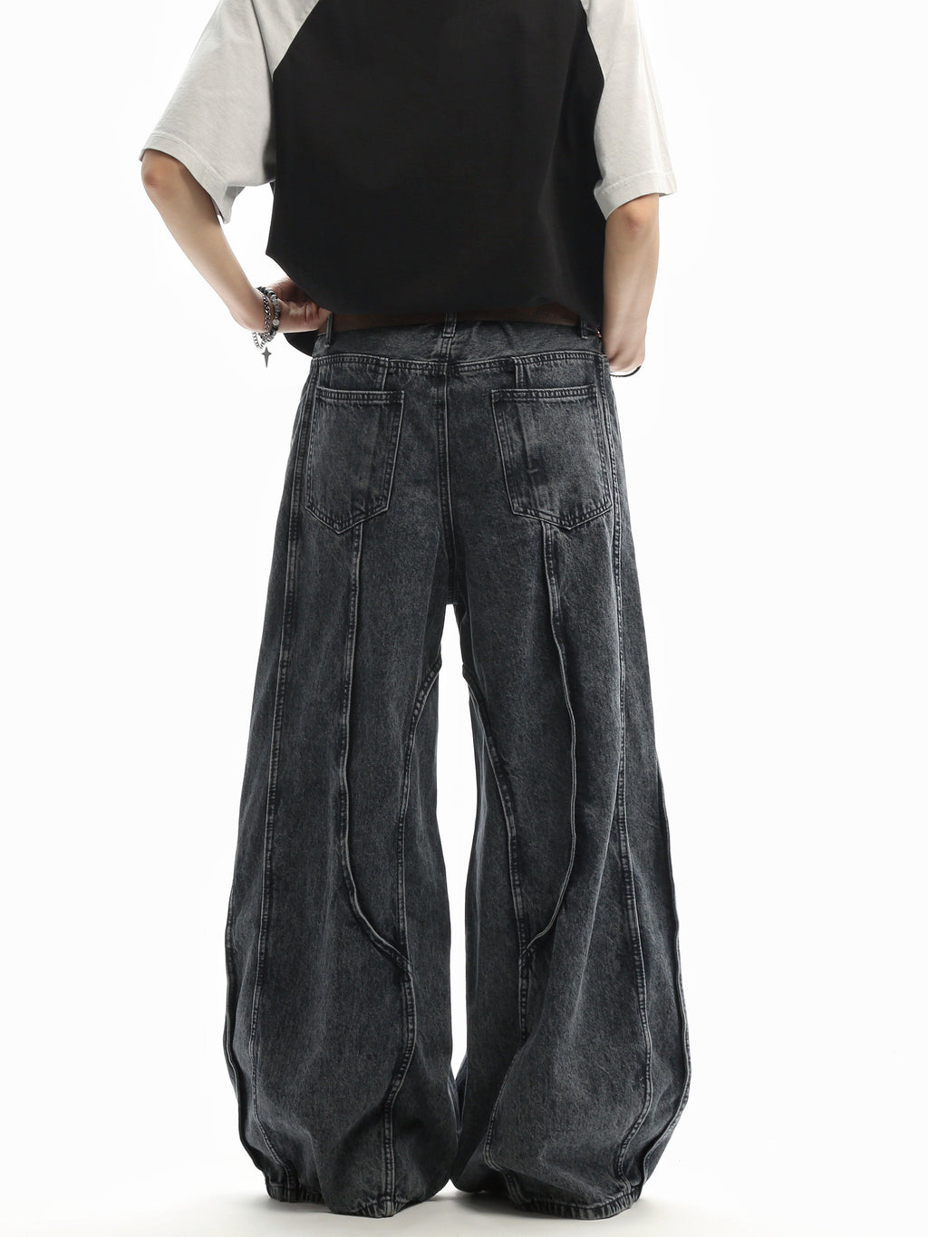 Patchwork Curved-Leg Jeans  OR0201