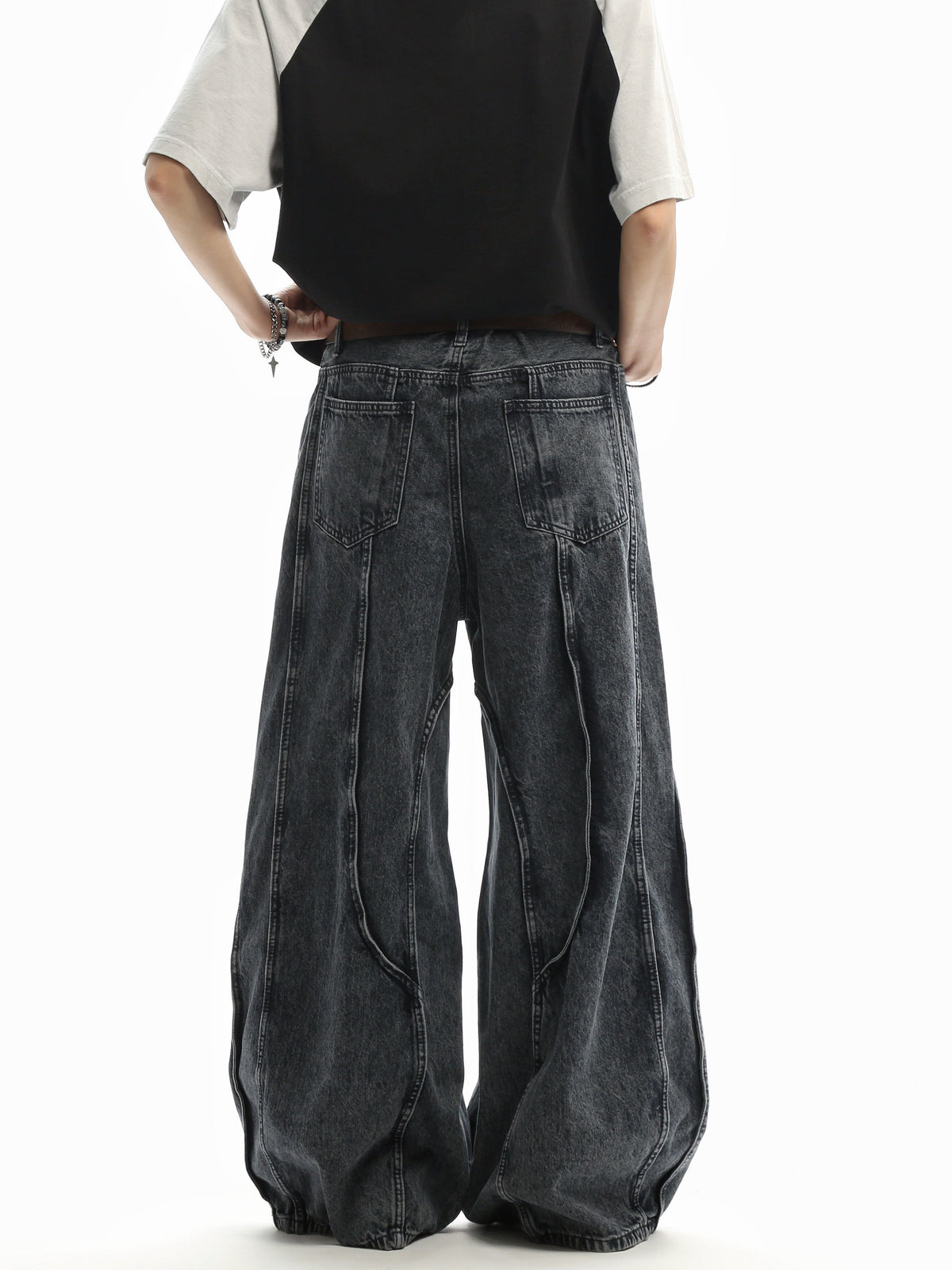 Patchwork Curved-Leg Jeans  OR0201