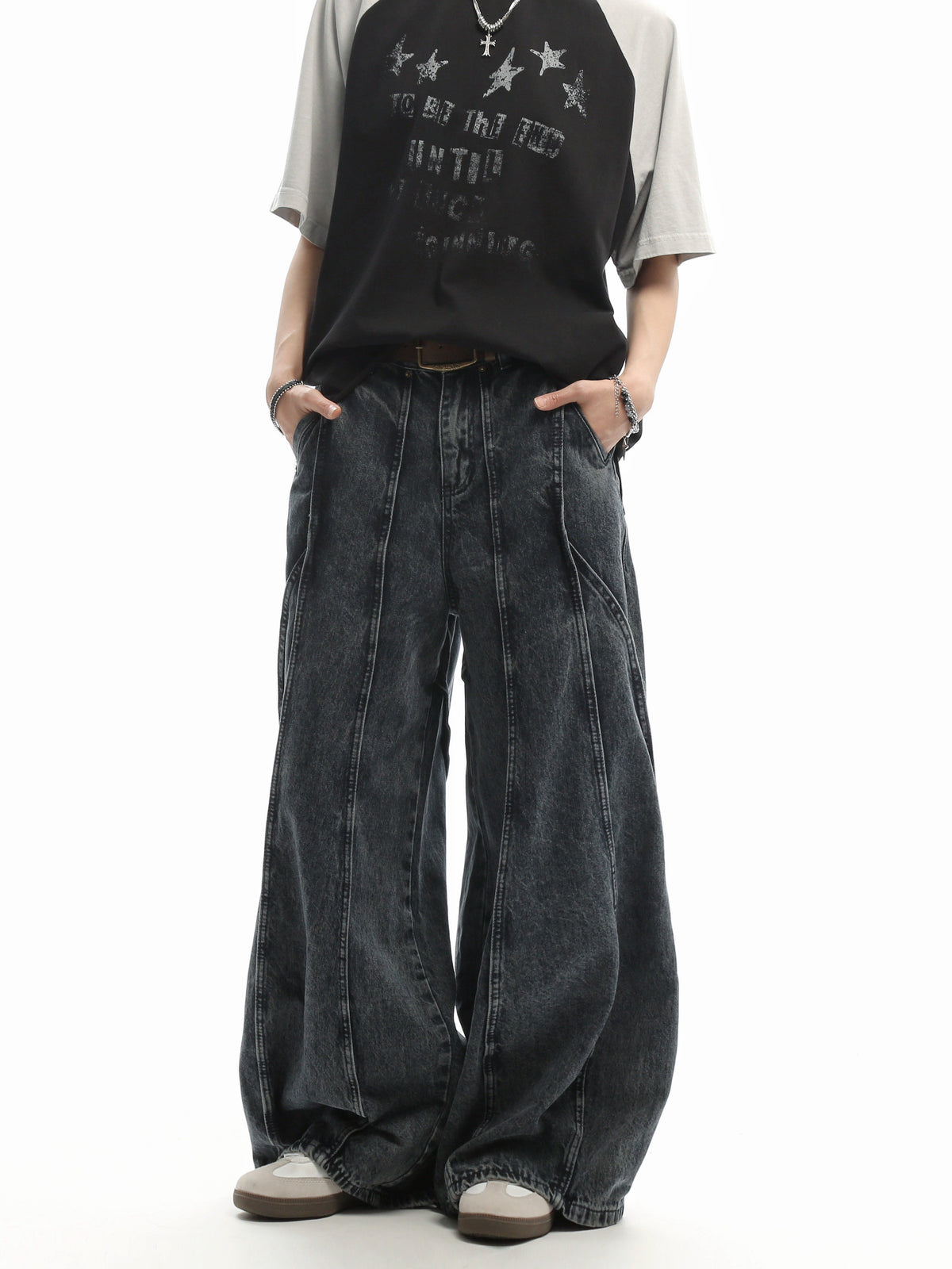 Patchwork Curved-Leg Jeans  OR0201