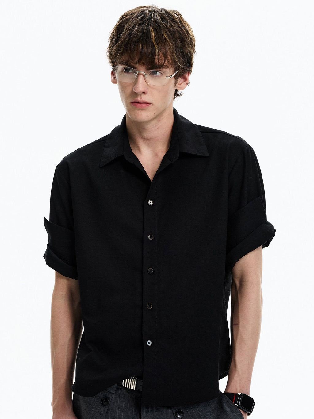 Roll-Sleeve Linen Blend Shirt  OR0211