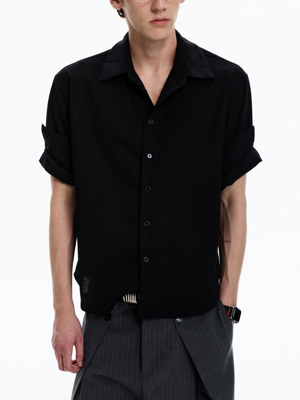Roll-Sleeve Linen Blend Shirt  OR0211