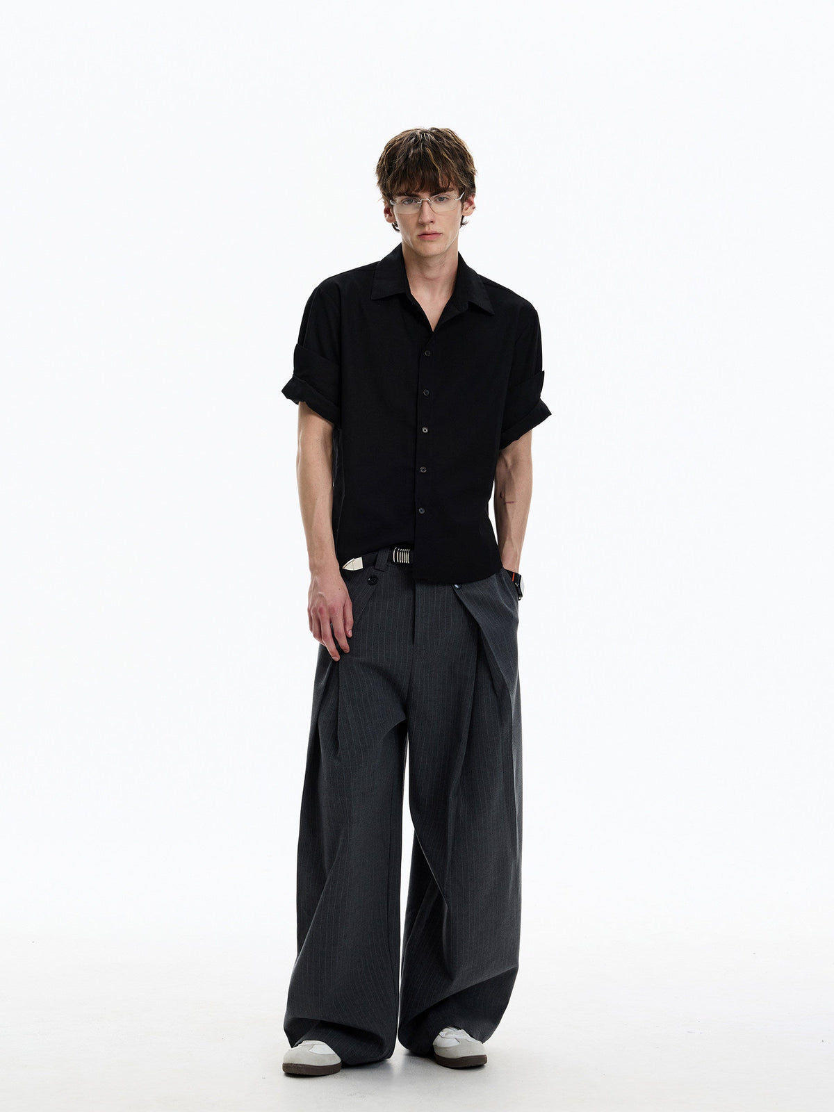 Roll-Sleeve Linen Blend Shirt  OR0211