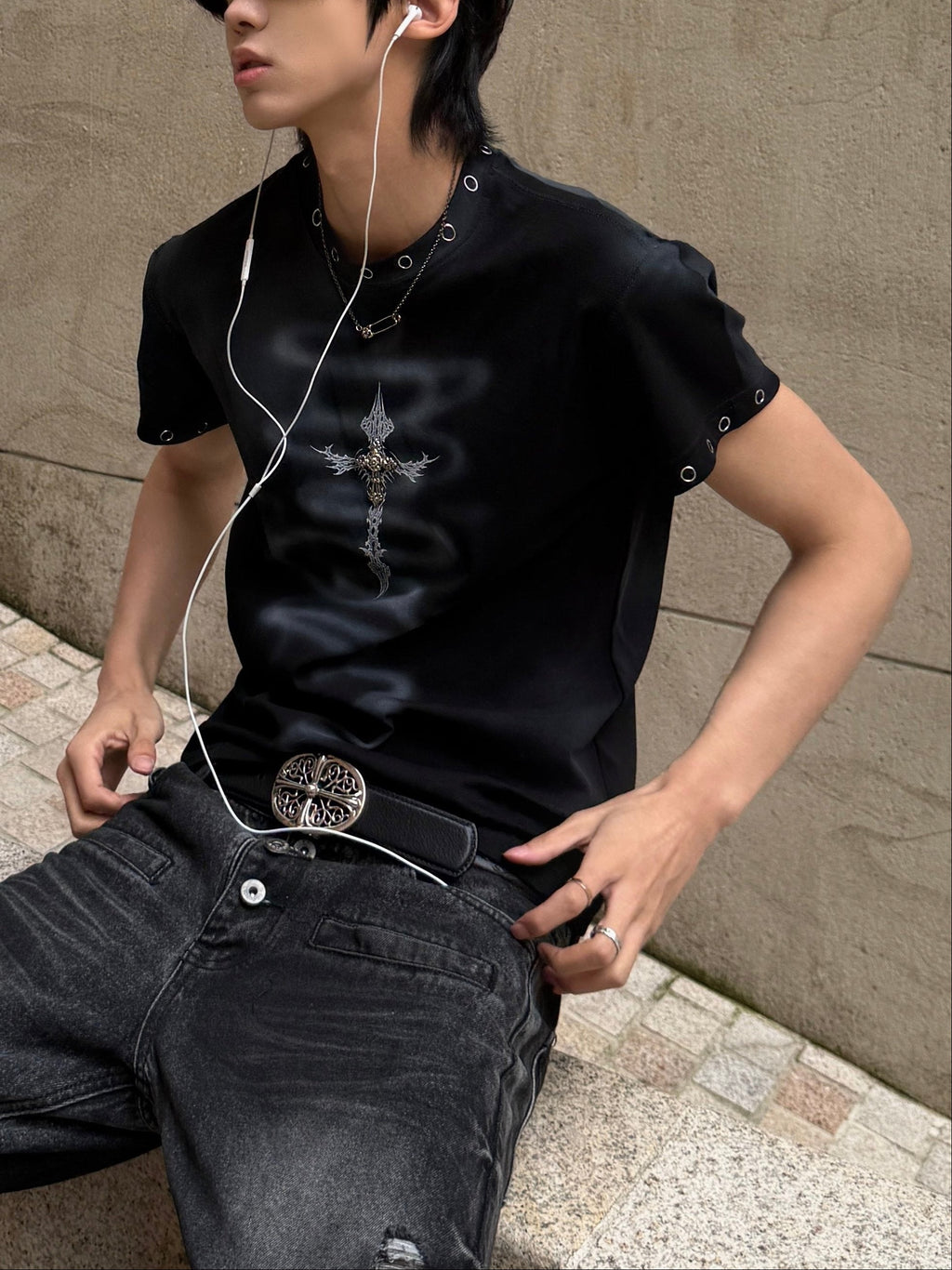 Metal Cross Fitted Tee  OR0218