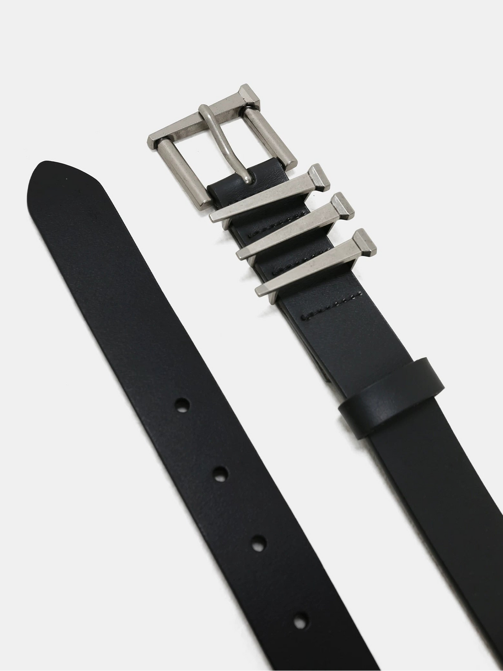 Sculptural Metal Buckle Leather Belt  OR0224