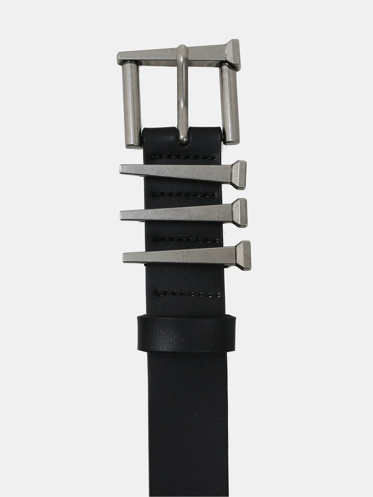 Sculptural Metal Buckle Leather Belt  OR0224